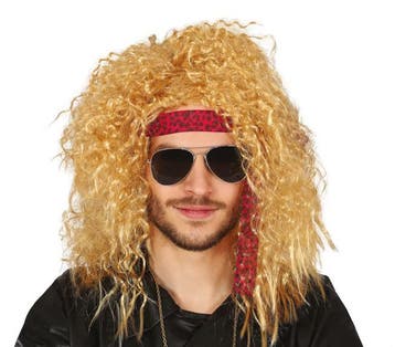 Rock Pruik Blond Krullen, Verzenden, Nieuw
