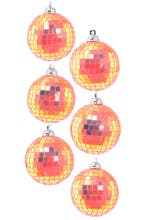 6x Discobal Ø 6 cm Klein Iridescent Neon Oranje Koraal Disco, Ophalen of Verzenden, Nieuw