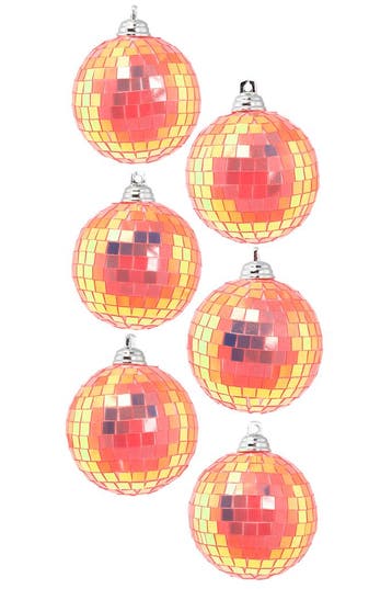 6x Discobal Ø 6 cm Klein Iridescent Neon Oranje Koraal Disco, Ophalen of Verzenden, Nieuw