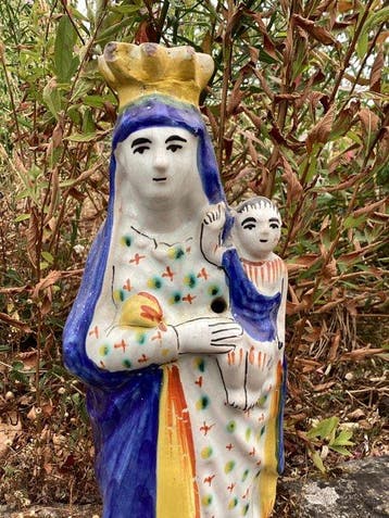 Beeldje, Sainte Vierge à lenfant - 32 cm - Aardewerk