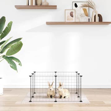 vidaXL Huisdierkooi met 8 panelen, zwart, 70x70x35 cm, staal, Dieren en Toebehoren, Verzenden, Nieuw