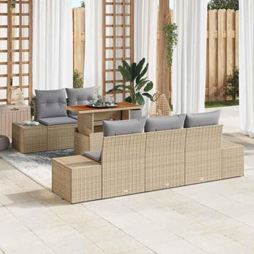 vidaXL Tuinbank Set 6 st Beige en Grijs, Verzenden