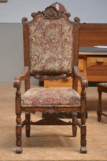 Stoel - Hout, Textiel - Armstoel, Antiek en Kunst