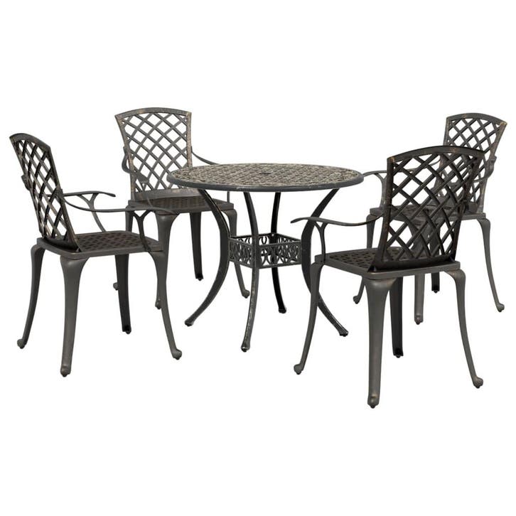 vidaXL 5-delige Tuinset geitaluminium bronskleurig, Tuin en Terras, Tuinsets en Loungesets, Tuinset, Nieuw, Verzenden