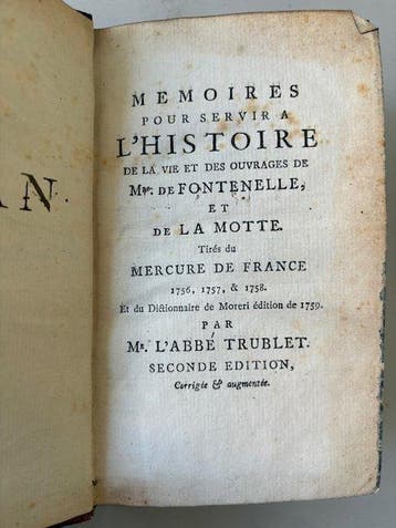 Abbé Trublet - Mémoires pour servir à l’histoire de la vie
