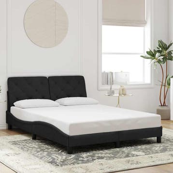 vidaXL Bedframe zonder matras 140x200 cm fluweel zwart, Verzenden, Nieuw