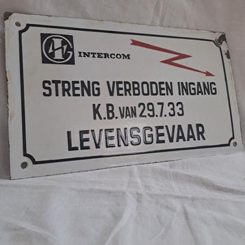 Hoogspanning levensgevaar bord - Emaille bord - Emaille