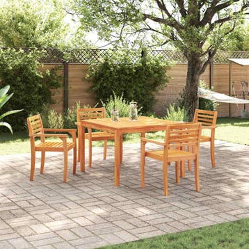 vidaXL Tuin Eettafel Set 5 st Bruin Massief Acacia Hout, Verzenden, Nieuw