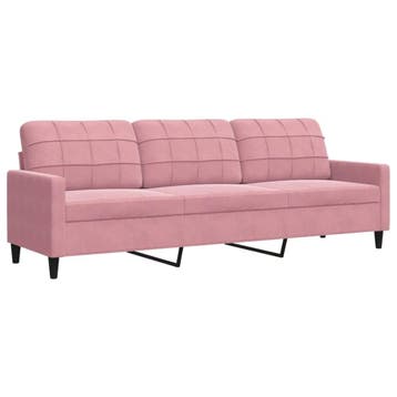 Roze fluweel driezitsbank 210cm | 35% korting | Retour deal, Verzenden