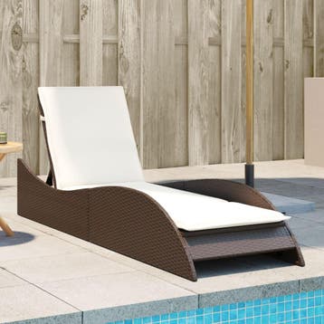 vidaXL Ligbed met kussen 60x205x73 cm poly rattan bruin, Verzenden