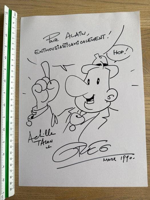Greg - 1 Original drawing - Olivier Blunder - 1990, Boeken, Stripverhalen
