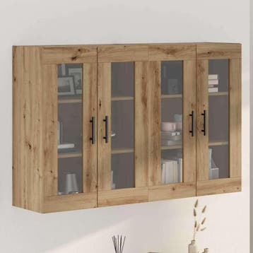 vidaXL Wandgemonteerde Kasten 2 st Artisan eiken en zwart, Maison & Meubles, Armoires | Dressoirs, Verzenden