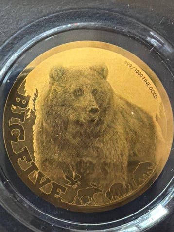 Tsjaad. 5000 Francs Big Five Grizzly Bear - 1/200 oz (.999)