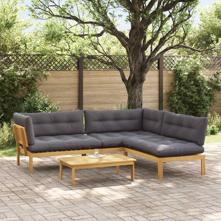 vidaXL 4 Stuk Tuinpallet Sofa Eenheden Massief Acacia Hout, Tuin en Terras, Tuinsets en Loungesets, Nieuw, Verzenden