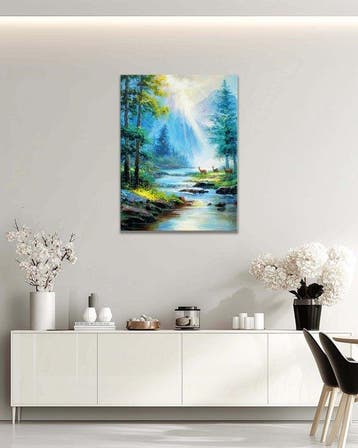 Stefano - Deer by the Forest Stream, Antiek en Kunst
