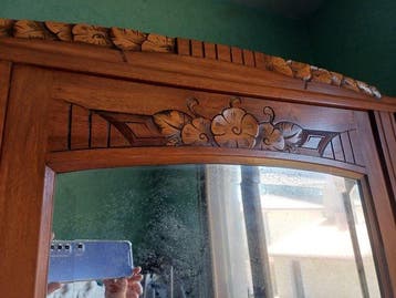Kast (3) - Walnoot, Wortelnotenhout, Marmer - Drie kamers, Antiek en Kunst