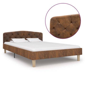 vidaXL Bedframe kunstsuède bruin 120x200 cm, Verzenden