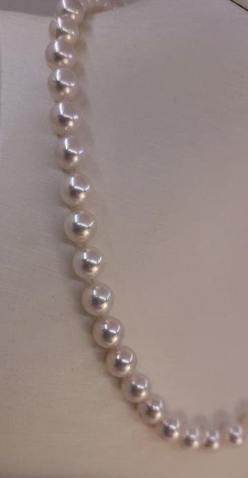 Halsketting ALGT Gecertificeerde Akoya parels -7.6x7.8mm, Handtassen en Accessoires, Nieuw