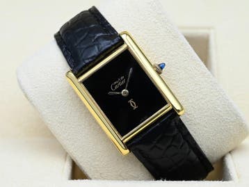 Cartier Tank Vermeil Year 1990s (Box), Overige merken, Leer, Polshorloge, Ophalen of Verzenden