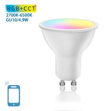 Slimme LED Spot - GU10 - Dimbaar - RGB + CCT - 4.9W - Smart, Verzenden, Nieuw