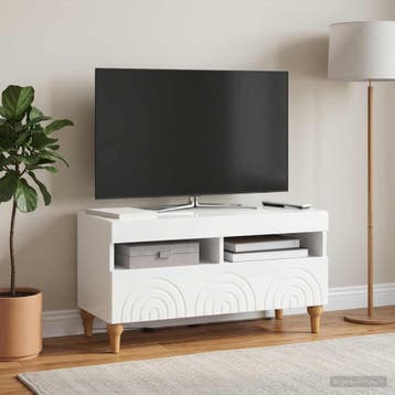 vidaXL LED tv-meubel Hoogglans Wit Bewerkt hout, Verzenden, Nieuw
