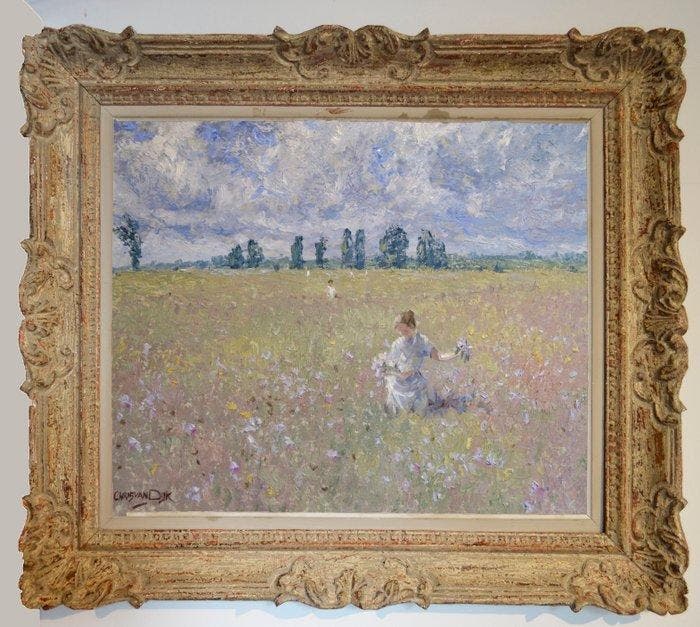 Chris van Dijk (1952) - Paysage près de Dijon, Antiek en Kunst, Kunst | Schilderijen | Klassiek