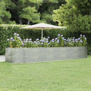 vidaXL Plantenbak 447x140x68 cm gegalvaniseerd staal, Tuin en Terras, Verzenden, Nieuw
