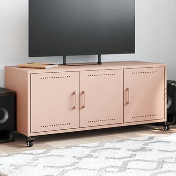 vidaXL Tv-meubel 100,5x39x43,5 cm staal roze, Verzenden, Nieuw