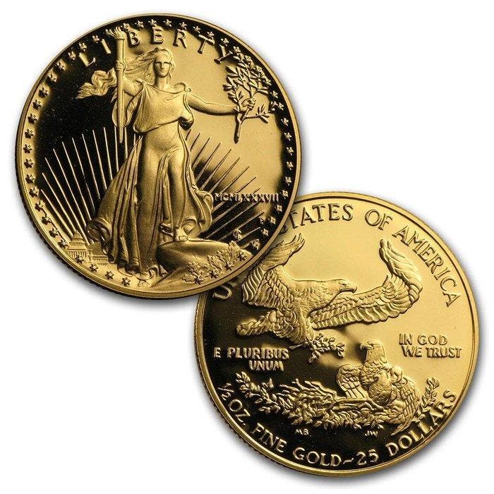 États-Unis. 1987 1.5 oz American Proof Gold Eagle 2 Coin Set, Postzegels en Munten, Edelmetalen en Baren