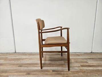 Chaise - Chaise scandinave en teck et tissu. - Teck, Textile