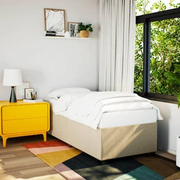 vidaXL Bedframe zonder matras 90x190 cm stof crèmekleurig, Verzenden
