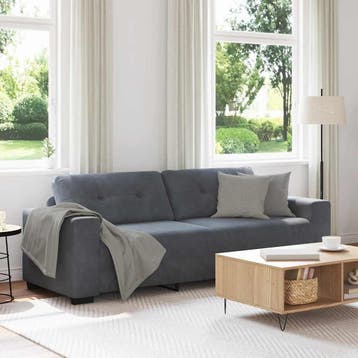 vidaXL 3-zitsbank / zetel donkergrijs 220x78x80 cm fluweel, Verzenden, Nieuw
