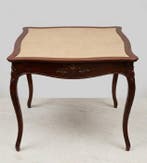 Table de jeux - Acajou, Cuir, Velours, Antiek en Kunst