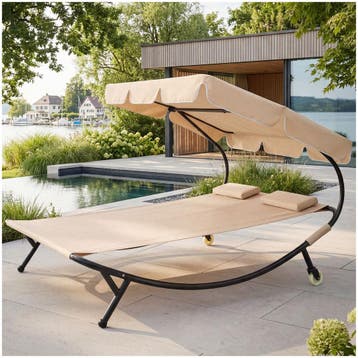 Ligbed voor 2 personen - zwart/beige, Tuin en Terras, Verzenden, Nieuw