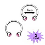 Fako Bijoux - Circular Barbell Piercing - Hoefijzer Kristal, Verzenden