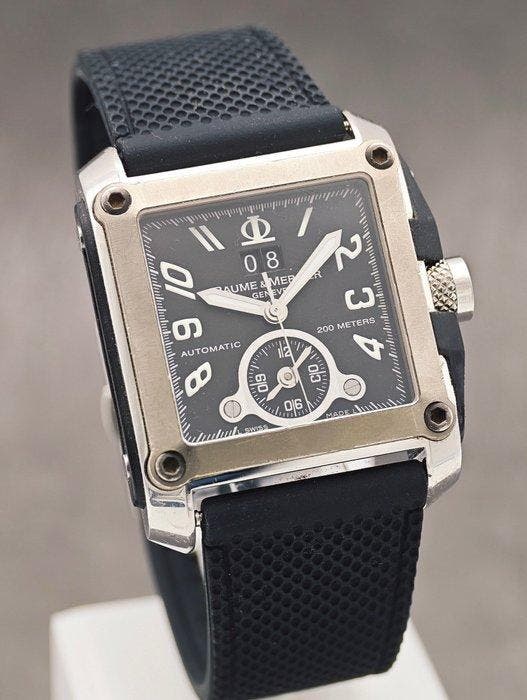 Baume & Mercier - Hampton Square Dual Time  - MOA08749 -, Handtassen en Accessoires, Horloges | Heren
