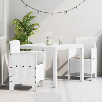 vidaXL Tuin Eettafel Set 3 st Wit Polypropyleen, Verzenden, Nieuw