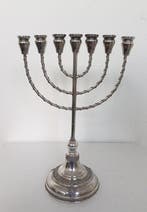 Kaarsenhouder - .925 zilver - 7-Armige Menorah, Antiek en Kunst