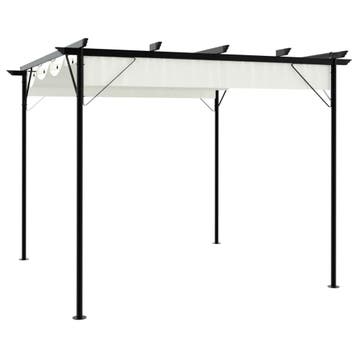 vidaXL Pergola met uitschuifbaar dak 3x3 m staal crémewit, Verzenden