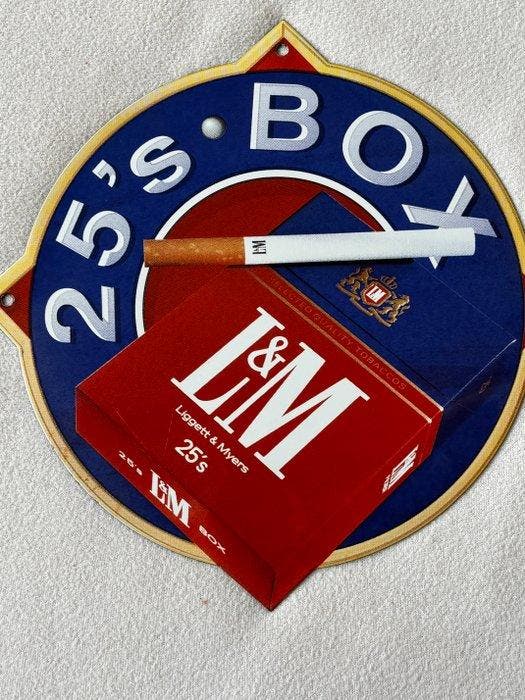 Emaillerie Belge - L&M 25s BOX - Emaille bord - Emaille,, Antiek en Kunst, Antiek | Wandborden en Tegels