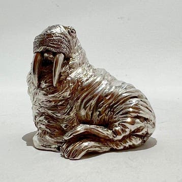 fratelli magrino - sculptuur, Tricheco - 4 cm - Verzilverd