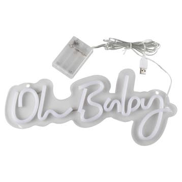 Witte Neon Lamp Oh Baby 34cm, Verzenden, Nieuw