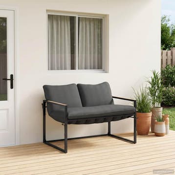 vidaXL Tuinbank Set Zwart en Anthraciet Staal, Tuin en Terras, Verzenden, Nieuw