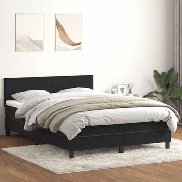 vidaXL Boxspring met matras fluweel zwart 160x210 cm, Verzenden, Nieuw