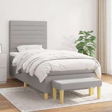 vidaXL Boxspring met matras stof lichtgrijs 80x200 cm, Verzenden, Nieuw