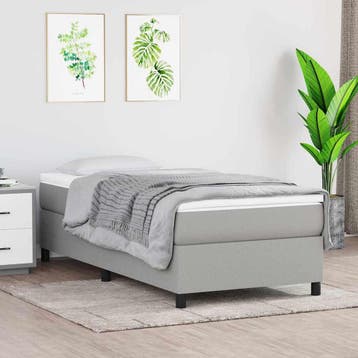 vidaXL Boxspring met matras stof lichtgrijs 90x200 cm, Verzenden, Nieuw