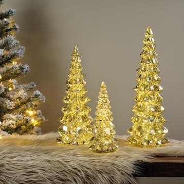 Lot de 3 sapins en verre avec LED - 3 pièces | 21, 32 et 40, Verzenden, Neuf