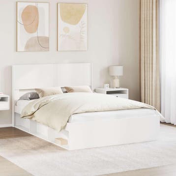 vidaXL Bedframe met opbergruimte en hoofdbord Wit 140 x 200, Huis en Inrichting, Slaapkamer | Bedden, Verzenden, Nieuw
