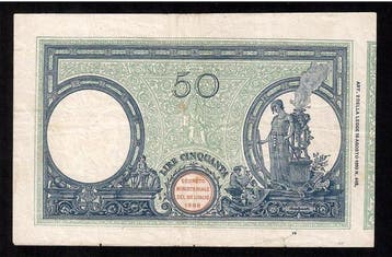 Italië. 50 Lire 05/08/1925 Matrice (Decreto) - Gigante BI, Timbres & Monnaies