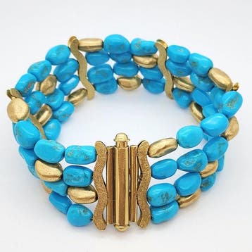Armband - 18 karaat Geel goud - 120.00ct. tw. Turquoise, Nieuw